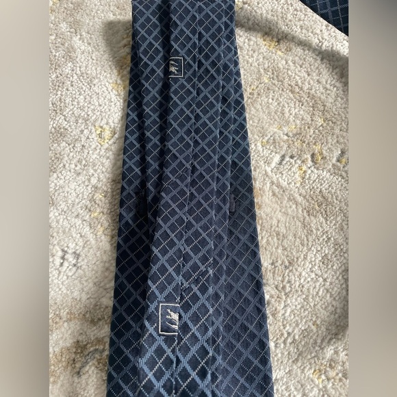 Burberry Navy Blue Check Silk Tie - Picture 5 of 8